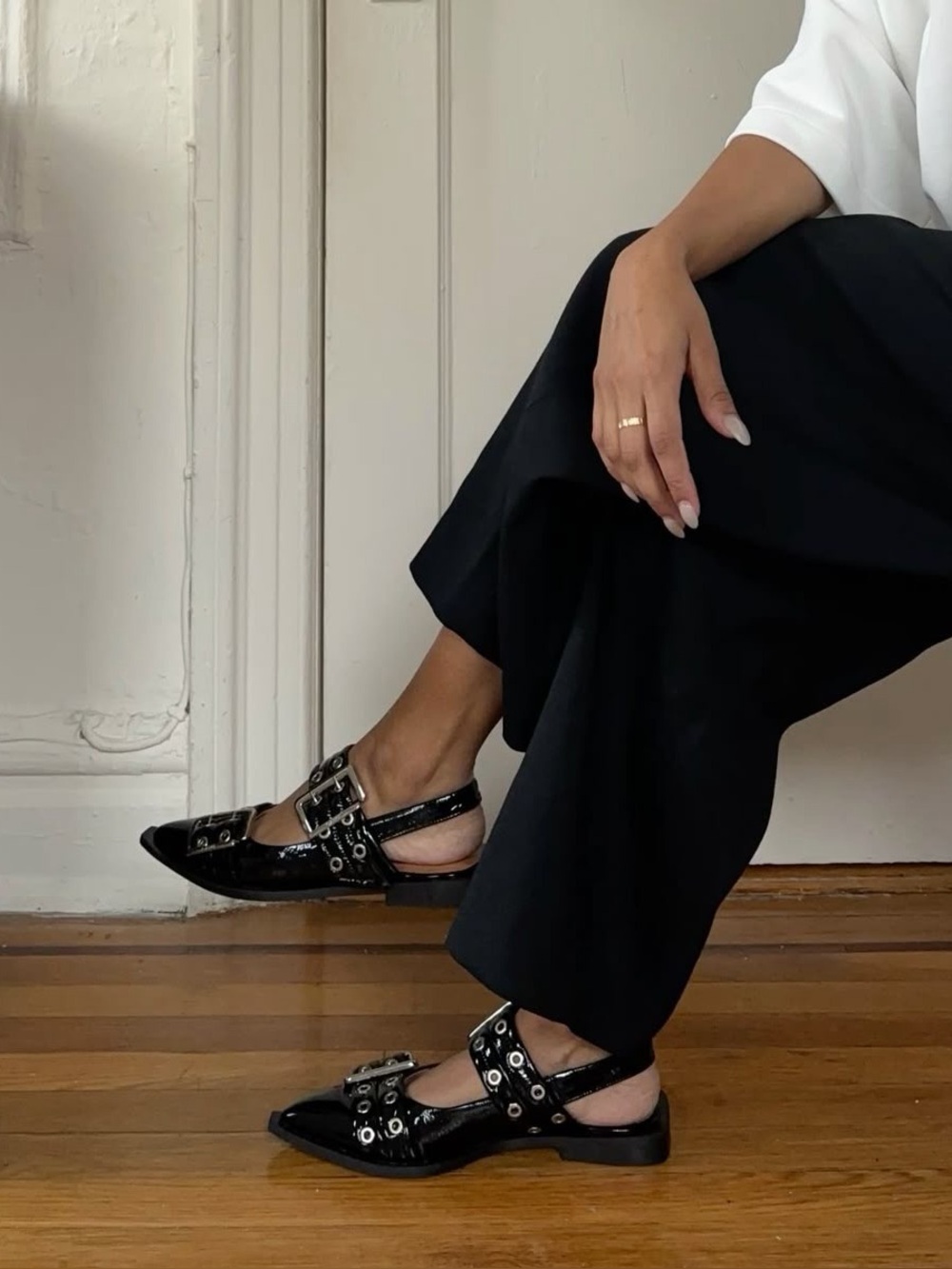 Ganni Buckle Ballerina Flats